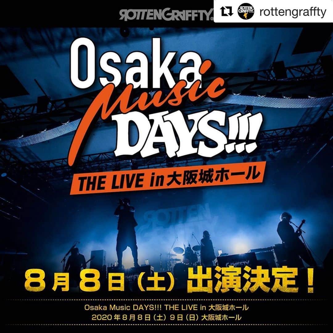 侑威地さんのインスタグラム写真 - (侑威地Instagram)「#Repost @rottengraffty with @get_repost ・・・ ‬8/8.9 大阪城ホール‬﻿ ‪"Osaka Music DAYS!!! THE LIVE in 大阪城ホール"出演決定！‬﻿ ﻿ ‪ROTTENGRAFFTYの出演は8/8となります。‬﻿ ﻿ ‪新型コロナウイルスにより、各種制限がございますがライブシーンの未来へ繋がる第一歩。‬﻿ ﻿ ‪詳しくはオフィシャルサイトにて‼️‬﻿ ﻿ ﻿ #rottengraffty #omd #osakamusicdays」7月17日 21時13分 - yuichi_rotten