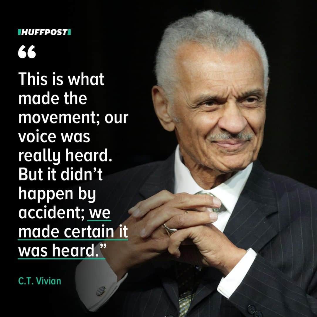 Huffington Postさんのインスタグラム写真 - (Huffington PostInstagram)「The Rev. C.T. Vivian, a civil rights activist who worked closely with Rev. Martin Luther King Jr. and led the Southern Christian Leadership Conference, has died at the age of 95. His friend and business partner Don Rivers confirmed to The Associated Press that Vivian died at home in Atlanta of natural causes. ⁠ ⁠ In 2015, 50 years after the Voting Rights Act was signed into law, Vivian told a group of Tennessee students about the strategies activists used to make the civil rights movement effective. ⁠ ⁠ “This is what made the movement; our voice was really heard. But it didn’t happen by accident; we made certain it was heard,” Vivian said.⁠ ⁠ Read about Vivian's decades of civil rights work, from sit-in demonstrations to the Freedom Rides and beyond, at our link in bio. // 📷 Getty Images」7月17日 23時20分 - huffpost