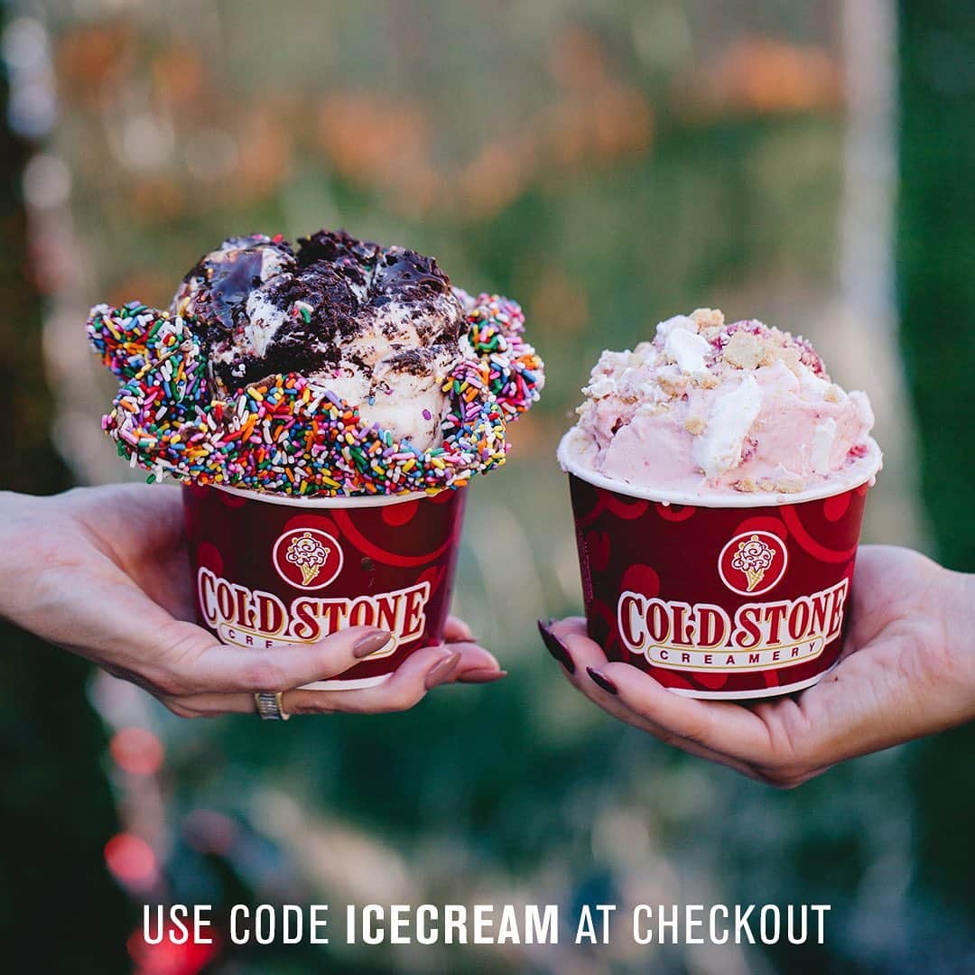 コールド・ストーン・クリーマリーのインスタグラム：「Celebrate National Ice Cream Day with us! 🎉🍦😋 Get a FREE* Creation™ when you purchase a Creation online! Simply place an order online, log into your My Cold Stone Club Rewards account at check out and enter code ICECREAM. Not a member? Click link in bio to sign up!  . . .  *Offer valid 07/17 through 07/23/2020. Free item of equal value or less, limited to one Like It®, Love It® or Gotta Have It® Ice Cream, Shake or Smoothie. Valid only at participating US locations via ColdStoneCreamery.com, while supplies last. Must log into My Cold Stone Club® Rewards at checkout to redeem. One (1) offer per person. Customer pays all applicable taxes. Not valid where prohibited by law, for orders placed through third party delivery or with any other offers.」