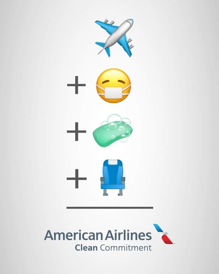 アメリカン航空のインスタグラム：「It’s 🌎 emoji day! When you fly on our ✈️, we want you to have ☮️ of mind while you travel with our commitment to clean. #WorldEmojiDay」
