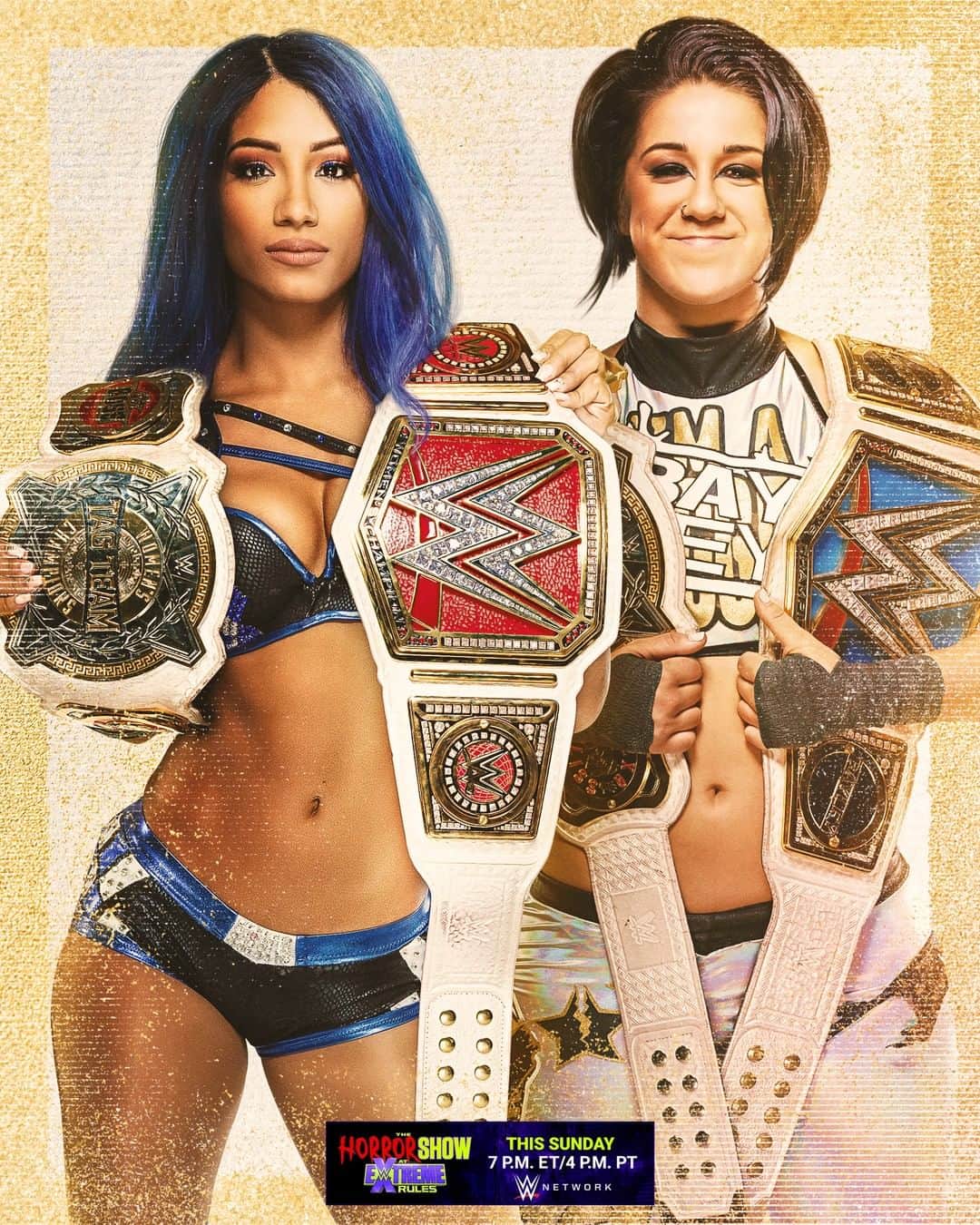 WWEさんのインスタグラム写真 - (WWEInstagram)「Will there be new meaning to the term GOLDEN Role Models after The Horror Show at WWE #ExtremeRules? @sashabankswwe @itsmebayley」7月18日 6時00分 - wwe