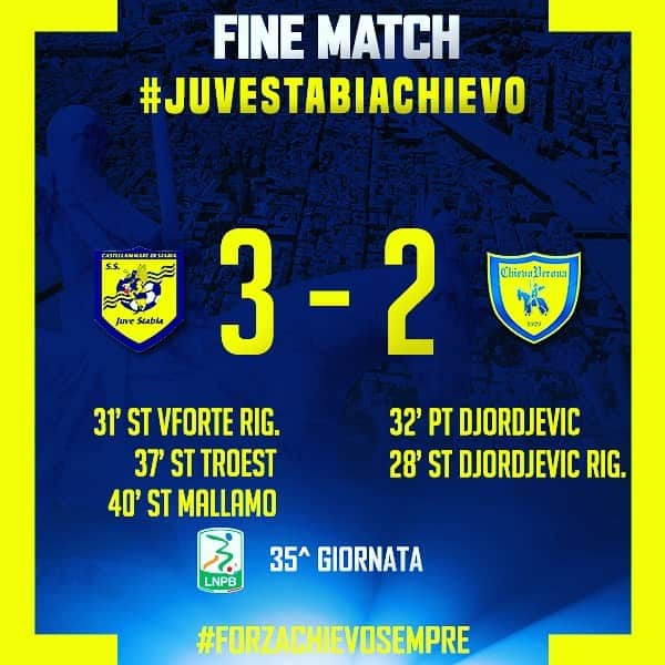 ACキエーヴォ・ヴェローナさんのインスタグラム写真 - (ACキエーヴォ・ヴェローナInstagram)「‼️ Fine match #JuvestabiaChievo 3-2  #chievo #chievoverona #calcio #seriebkt」7月18日 6時06分 - acchievoverona