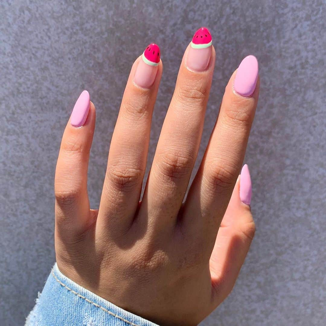 OPIさんのインスタグラム写真 - (OPIInstagram)「This #OPINailArt is one in a melon 🍉Drop a 🍉 if you're #OPIObsessed with these #WatermelonNails by @nailsbydarlingdarlene 🙋  Shades: #ModAboutYou, #StrawberryMargarita, #LoveIsInTheBare, & #ThatsHularious!   #ColorIsTheAnswer #NOTD #NailSwag #NailsOfInstagram #NailsOnFleek #NailPolish #Nails #OPI #FruitNails」7月18日 7時31分 - opi