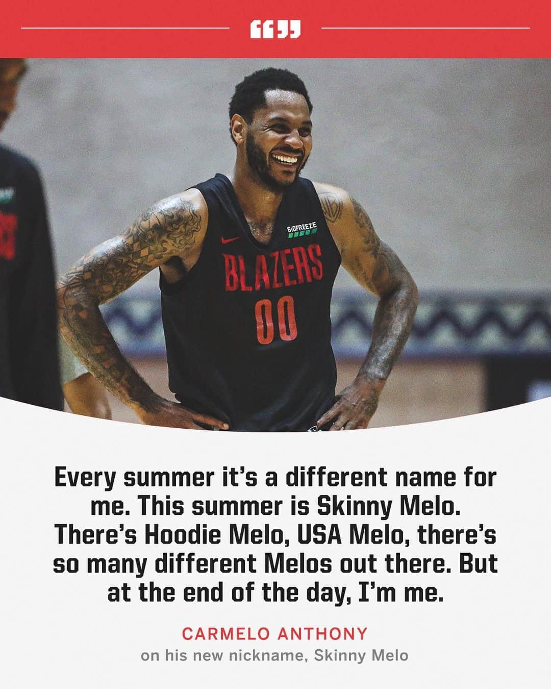 espnさんのインスタグラム写真 - (espnInstagram)「Carmelo takes his latest nickname, Skinny Melo, as a compliment 💪」7月18日 11時21分 - espn