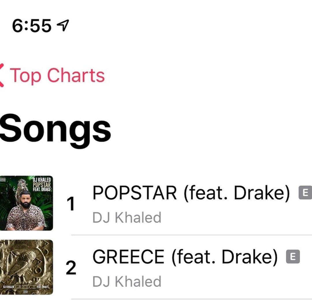 DJキャレドさんのインスタグラム写真 - (DJキャレドInstagram)「😤!!!!!!!!!!! 🦉🔑🔑🤯 #1 and #2 !  On @applemusic!!!!!!!!!!!!!! The 2 ✌🏽🔑🔑s Stick together !  #POPSTAR ⭐️#1!!!!!!!!!!!!!!!!!!!!!!!!! #GREECE 🇬🇷 #2!!!!!!!!!!!!!!!!!!!!!!!!!! On @applemusic !!!!!!!!!!!!!!!!!!!!!!!!! @djkhaled @champagnepapi !!!!!! #WETHEBEST #OVO !!!!!!!!!!!!!!!!!!! OFF THE KHALED KHALED ALBUM Coming this year !  I LOVE YOU GOD !!!!!!!!! THANK U !  @champagnepapi THANK U ! LUV ALWAYS KHALED KHALED FAN LUV WORLDWIDE I SEE YOU ! TEARS OF JOY ! Swipe for a receipt @courtneycl voice」7月18日 12時01分 - djkhaled
