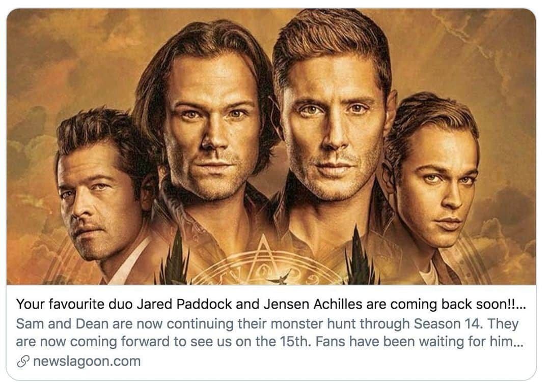 ミーシャ・コリンズさんのインスタグラム写真 - (ミーシャ・コリンズInstagram)「I can’t wait for the return of #Supernatural starring Jared Paddock & Jensen Achilles.  https://newslagoon.com/en/entertainment/your-favourite-duo-jared-paddock-and-jensen-achilles-are-coming-back-soon-know-about-the-release-date-cast-plot-and-other-updates/237010/」7月18日 12時36分 - misha