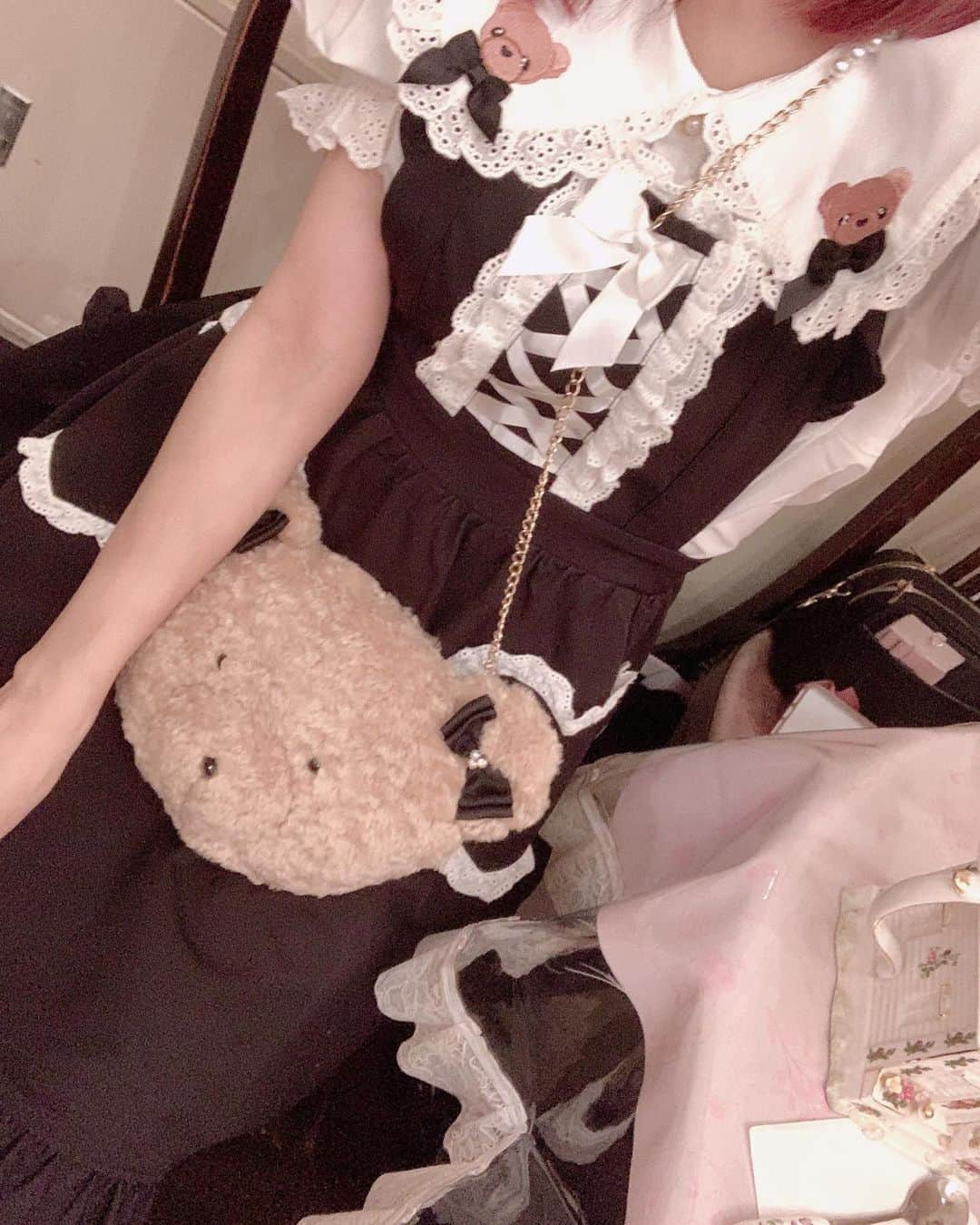 桜咲姫奈さんのインスタグラム写真 - (桜咲姫奈Instagram)「ぷりめろのくまちゃんブラウスと エプロンジャンスカ🧸🍒 にミルフィーユクローゼットの カチューシャとくまポシェット🧸 ･ ･ #princessmelody #プリメロ #marscoordinate #お洒落さんと繋がりたい #お洒落好きな人と繋がりたい #お洒落好き#今日のコーデ #プリメロコーデ #マーズコーデ #楽チンコーデ #プチプラコーデ #リンクコーデ #量産型 #好きな物着たい #ミルフィーユクローゼット」7月18日 13時00分 - himena_ousaki