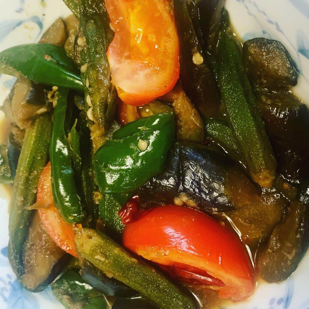 宙也さんのインスタグラム写真 - (宙也Instagram)「茄子オクラピーマントマトのお浸し。夏。」7月18日 15時45分 - chuya_aquarius