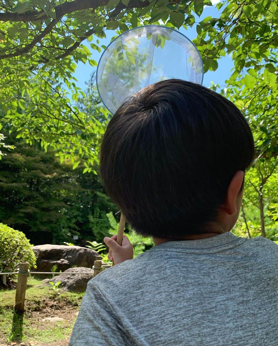 上村知世さんのインスタグラム写真 - (上村知世Instagram)「今日は昼過ぎまでお仕事！ その後は公園で虫探し🐞 暑過ぎて？あまりいないようで小さな彼は不満顔w #虫探し #公園 #いい天気 #私はずっとベンチ」7月18日 17時08分 - tomose0207