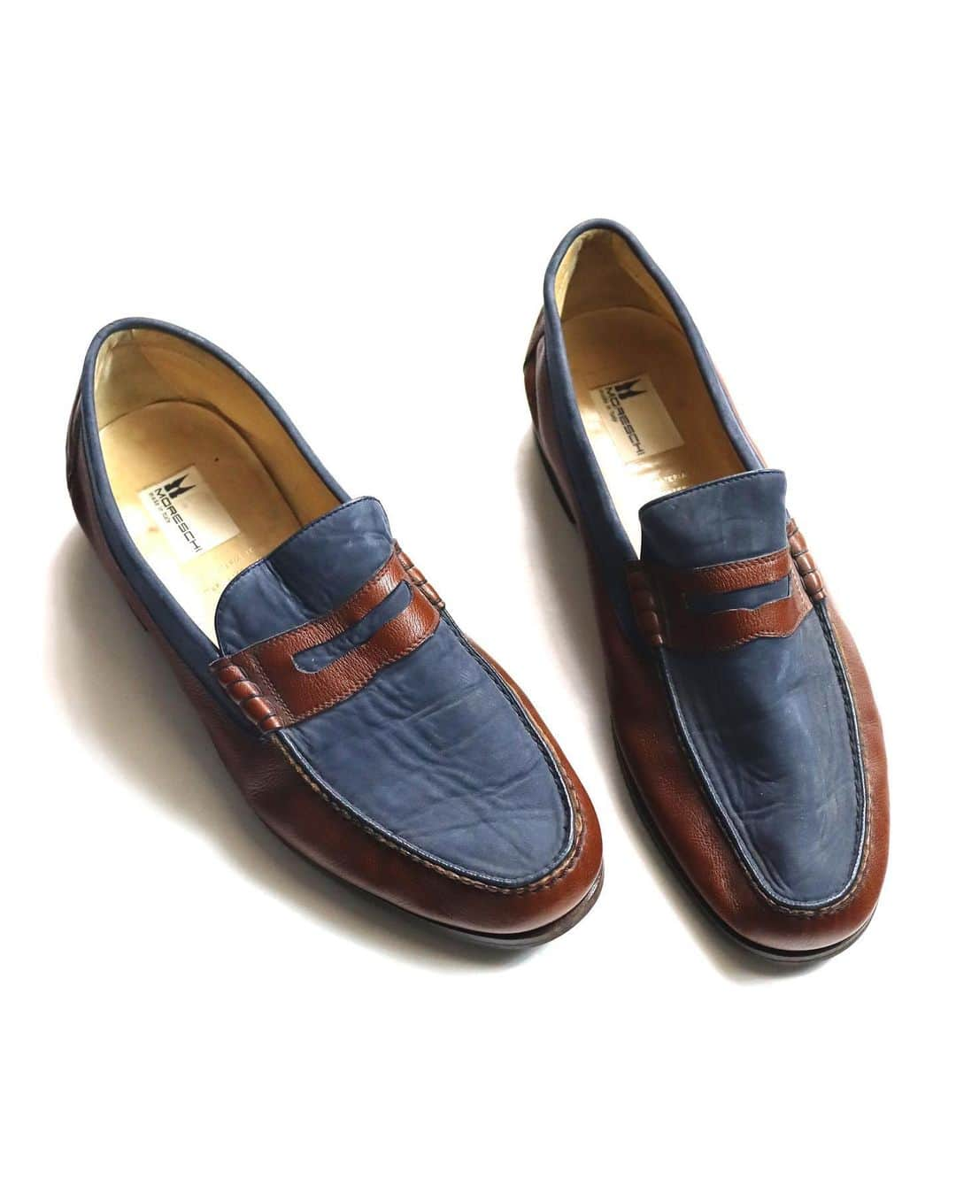 DoLuKEのインスタグラム：「MORESCHI Nuback × Leather Penny Loafers / Made in Italy→ONLINE STORE UP 22時掲載予定﻿ ﻿ ﻿ #DoLuKE」