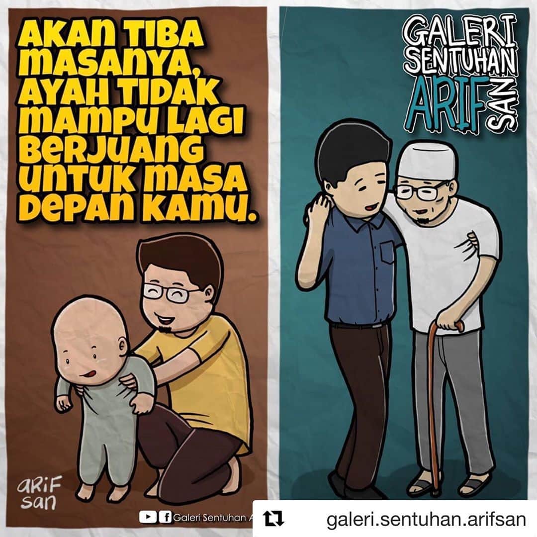Koleksi Komik Malaysiaさんのインスタグラム写真 - (Koleksi Komik MalaysiaInstagram)「#Repost @galeri.sentuhan.arifsan with @get_repost ・・・ Saat yang pasti akan dilalui oleh setiap insan yang bergelar AYAH atau BAPA. Apabila kamu sudah semakin meningkat dewasa, segalanya akan dilepaskan dan masa depan kamu bergantung pada diri kamu sendiri.  Oleh itu, hargailah setiap usaha dan pengorbanan selama mereka membesarkan kamu.   Bagi yang telah tiada, jangan henti berdoa agar mereka tenang menanti kamu di dunia sana.   #GaleriSentuhanArifSan」7月18日 21時11分 - tokkmungg_exclusive