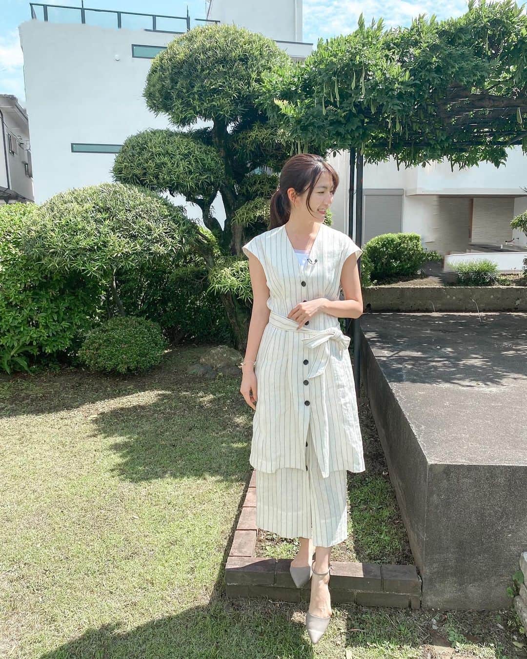 淡輪優希さんのインスタグラム写真 - (淡輪優希Instagram)「先日の#BSTBS #最旬トレンドサーチ の衣装は @stylings_official 🌿 スタイリストでデザイナーの @gakky___9 にコーディネートしていただきました！😎 . コロナ対策で撮影の時はスタッフさんが部屋からいなくなるという。。1人で寂しくリポートしていましたが、こればっかりは仕方ない💪 お仕事がある事に感謝ですね。」7月18日 21時29分 - yukitannowa