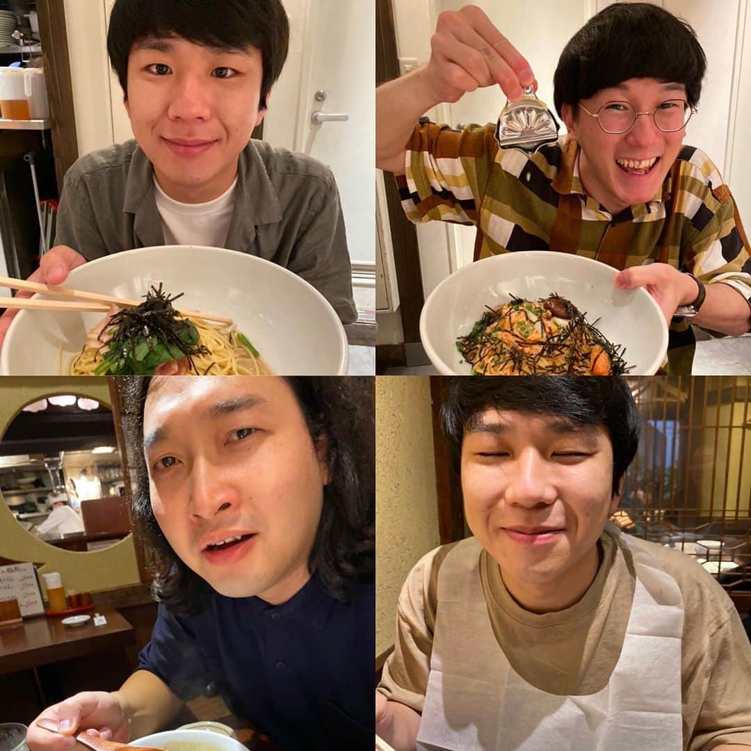 上田航平のインスタグラム：「今夜放送。 #お助けコントット #深夜0時35分から #写真は出演者であり #最近飯食った人たち #是非見てね」
