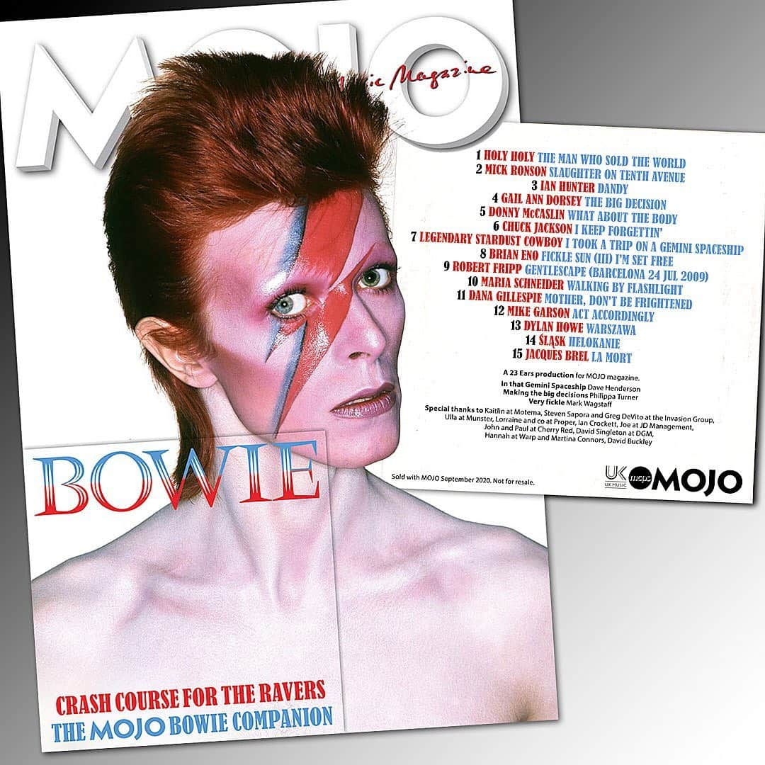 デヴィッド・ボウイさんのインスタグラム写真 - (デヴィッド・ボウイInstagram)「MOJO’s 18-PAGE BOWIE COVER FEATURE   “It's a crash course for the ravers...”   The September 2020 issue of @mojo4music has an impressive cover feature with 18 Bowie-relevant pages, including a 15 page article titled: ANOTHER SIDE OF "DAVID BOWIE". Not to mention a wealth of wonderful images, including that striking @duffy_archive cover and the Sukita opening spread, pictured.   Here’s the standfirst.   + - + - + - + - + - + - + - + - + - + - + - + - + - + - +   If one artist contained multitudes, it was Bowie. A few of them changed the world forever. One of them played the Fickle Pickle Club in Southend, 50 years ago this month. Another one taught Iggy Pop to ski. And beyond all the tales MOJO has already told of him, there are others, just as revealing. So read on for MOJO's new favourite Bowie stories. First, turn the page, for an unpublished audience with the man himself...   SLOW BURNS   ~ The Lost Interview by Paul Du Noyer ~ Outtakes & Beyond with Tony Visconti ~ The stories of Heathen, Holy Holy, the Bowie video game, and more! ~ Deep Cuts picked by MOJO's writers   + - + - + - + - + - + - + - + - + - + - + - + - + - + - +   Plus…   “A NEVER-BEFORE-PUBLISHED interview with the late David Bowie, plus stories and songs with unusual perspectives on rock’s changeling king. Mime! Skiing! Darts! Deep cuts! Tony Visconti!”   There’s also a cool covermount compilation CD “that explores his eclectic influences and inspired collaborators”.   Swipe for the tracklisting and the subscriber’s only cover.   MOJO is available now: ‪https://tinyurl.com/MOJO322Sep2020‬   #BowieMOJO」7月18日 23時39分 - davidbowie