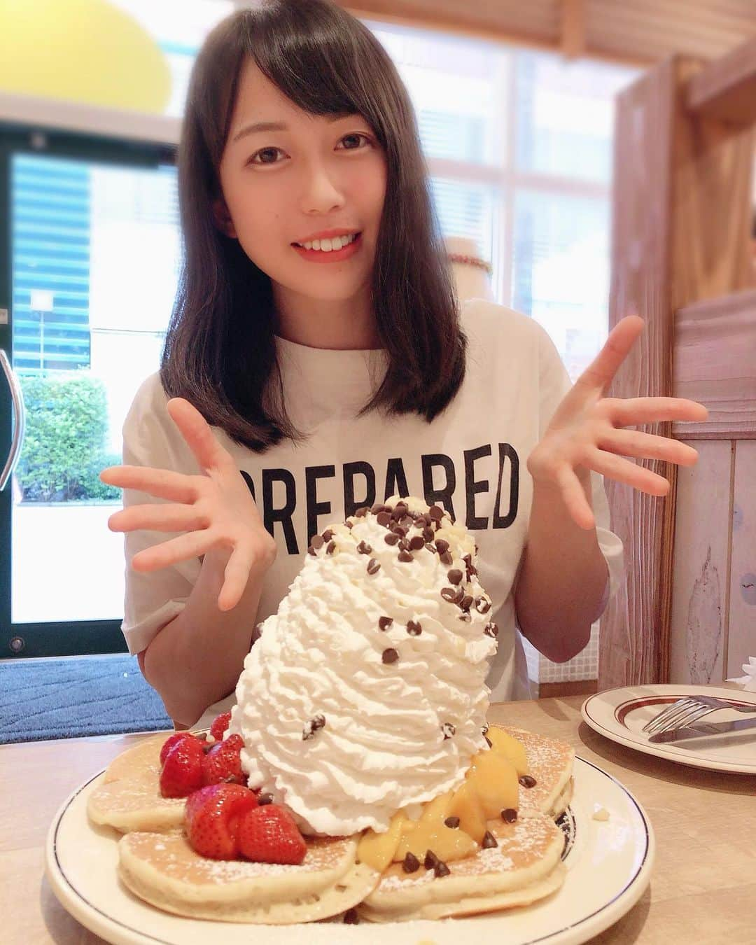 上谷沙弥のインスタグラム：「パンケーキ🥞 #スターダム #プロレス #eggsnthings #パンケーキ」