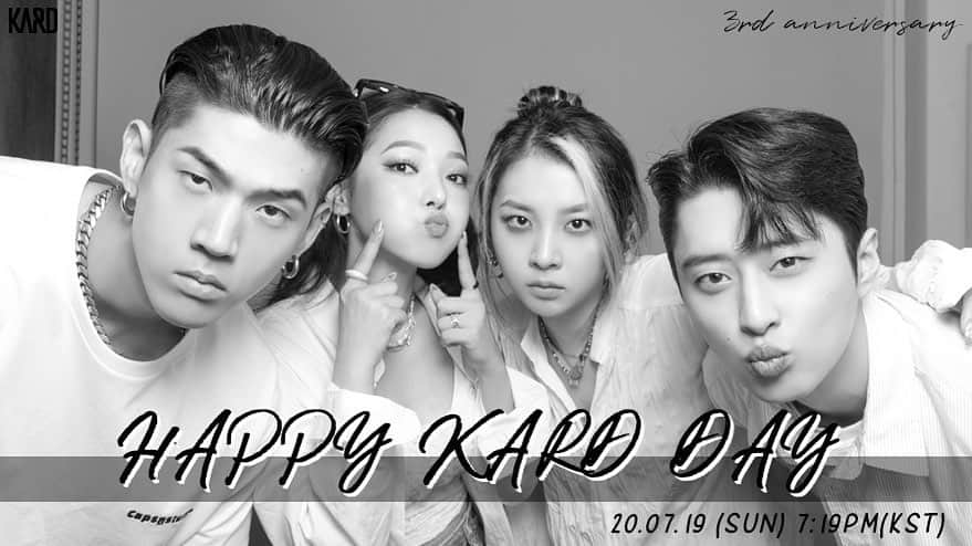 K.A.R.Dさんのインスタグラム写真 - (K.A.R.DInstagram)「[#KARD] #VLIVE HAPPY KARD DAY🎉 2020.07.19 SUN 7:19 PM(KST) ▶ https://m.vlive.tv/video/203483 . #BM #JSEPH #SOMIN #JIWOO #HAPPY_KARD_DAY #해피칻데이🥳」7月19日 0時30分 - official_kard