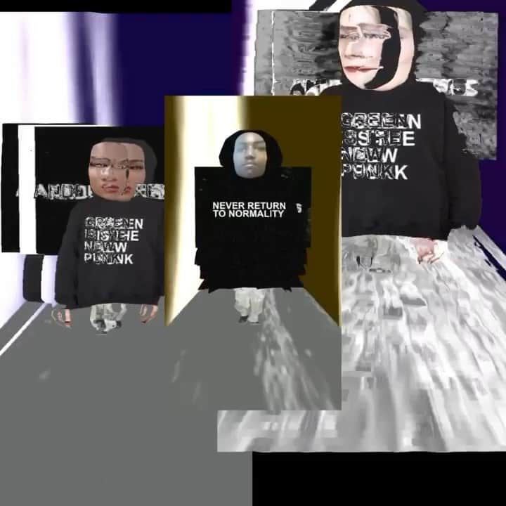 アンドレアクルーズのインスタグラム：「Pour la Fashion Week digitale de l’été 2020, Andrea Crews a développé un filtre instagram, ou chacun peut incruster son visage dans la silhouette de la saison.  A travers cette interaction elle nous invite à reprendre le pouvoir et la conscience que nous sommes tous potentiellement les stars du catwalk, que nous marchions dans la rue ou sous les lumières du podium.  Chaque silhouette porte un message poétique prônant un nouveau monde plus juste et plus spirituel.  Le vêtement est un écran et l’avatar que nous sommes est en transformation. Notre quart d’heure de gloire Wharolien fait de chacun une égérie de sa propre histoire et de la transition.    Elle invite sa communauté, mais aussi la multitude, à s’inscrire dans ce dispositif participatif et inclusif, faisant fis, comme à son habitude, des dictats du casting et des codes de la représentation, les modèles défilent et ne se ressemblent pas.  Don’t forget to check our story to use the filter 💚」