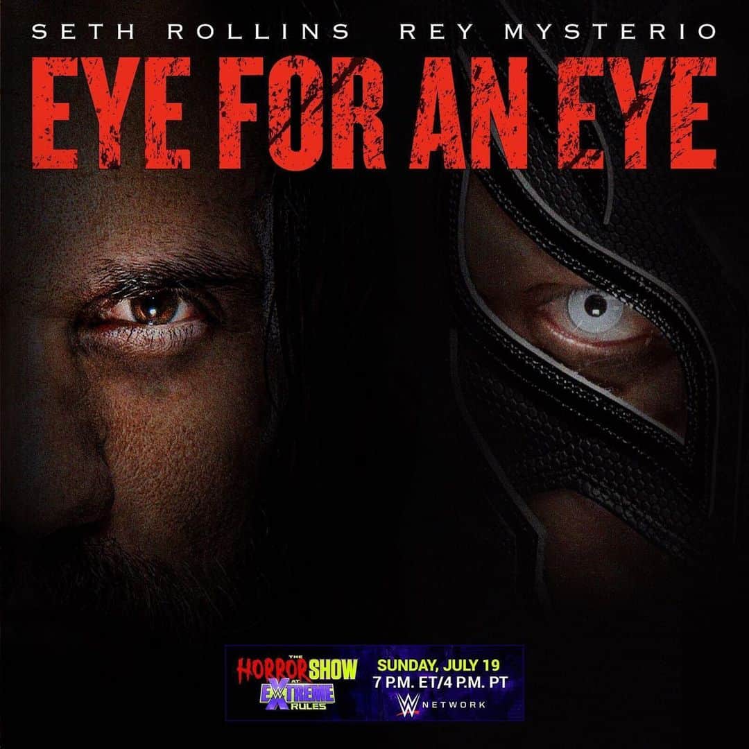 セス・ロリンズのインスタグラム：「A dream match. A nightmare ending.   An eye for an eye makes the whole world blind.   #extremerules  @wwe」