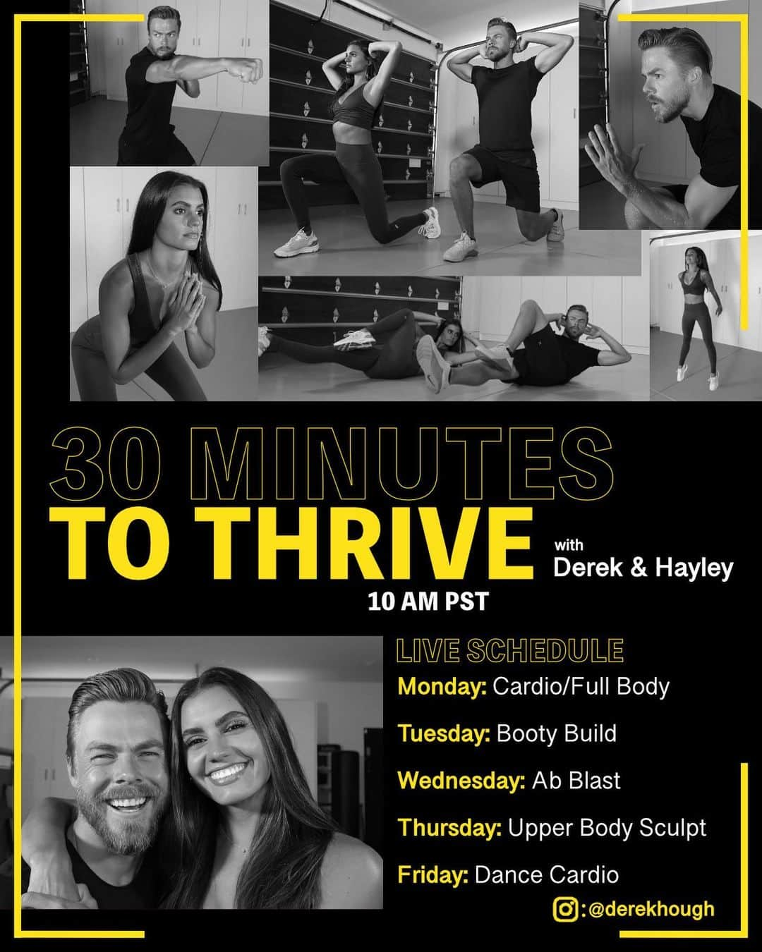 デレク・ハフさんのインスタグラム写真 - (デレク・ハフInstagram)「30 MINUTES TO THRIVE!  Starting next week we will be doing a different workout every day at 10am PST.  Cardio, Abs, upper and lower body. There will be modified versions for most of the exercises so EVERYONE can join in 🤸‍♀️SEE YOU THERE 🤙」7月19日 3時17分 - derekhough