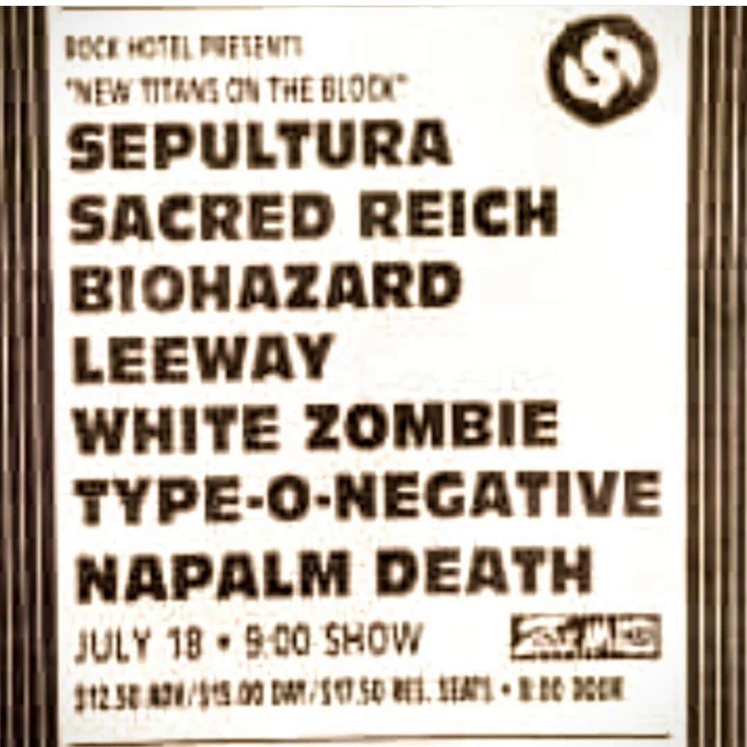 ロブ・ゾンビさんのインスタグラム写真 - (ロブ・ゾンビInstagram)「29 years ago today I played this show. I have no memory of this, but there it is. I am pretty sure the crowd did not enjoy our set. Thanks to @philrind for posting this. #longtimegone #robzombie #whitezombie #sepultura #sacredreich #biohazard #leeway #typeonegative napalmdeath」7月19日 6時04分 - robzombieofficial