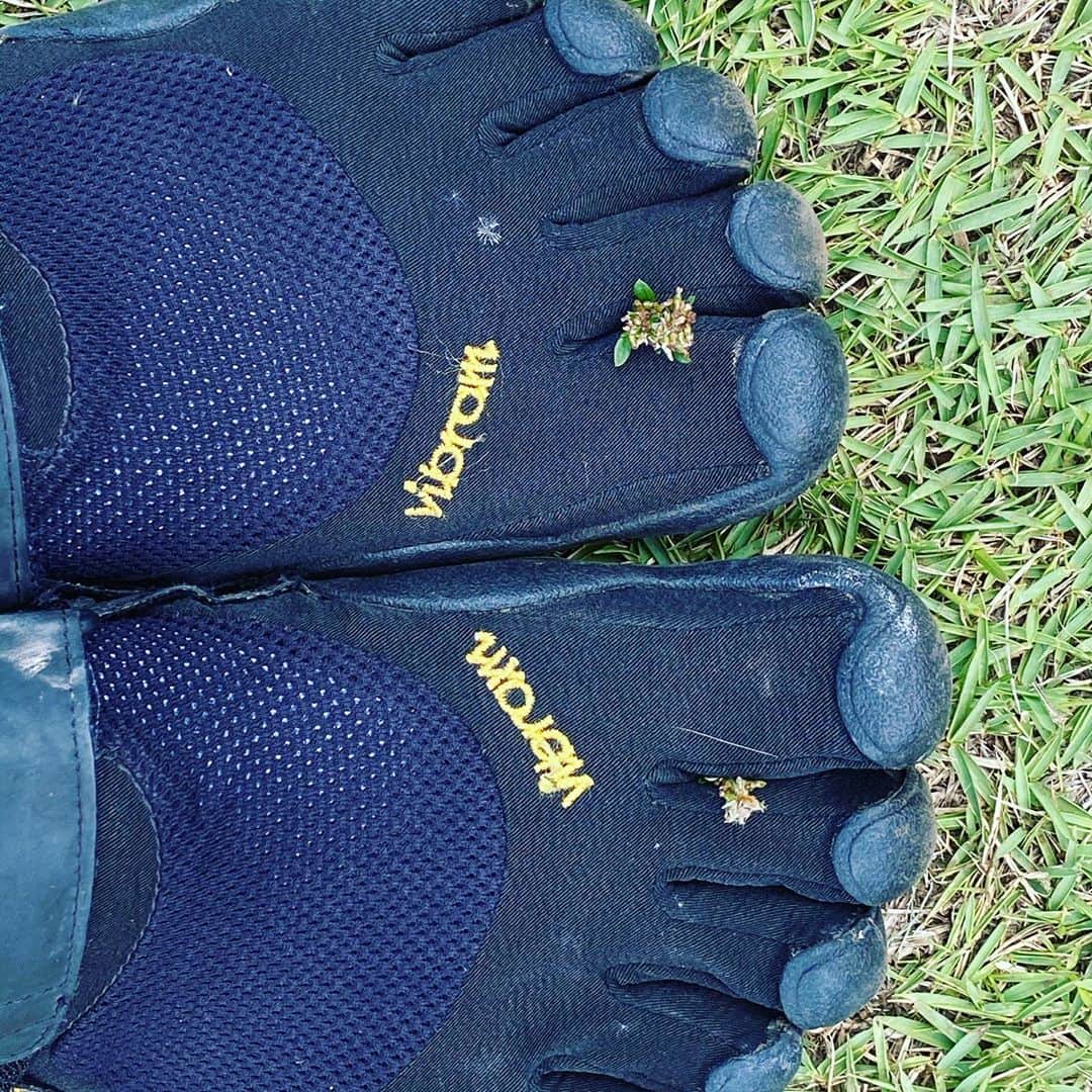 安倍吉俊のインスタグラム：「Vibramあるある。草原歩くと花つまみがち」