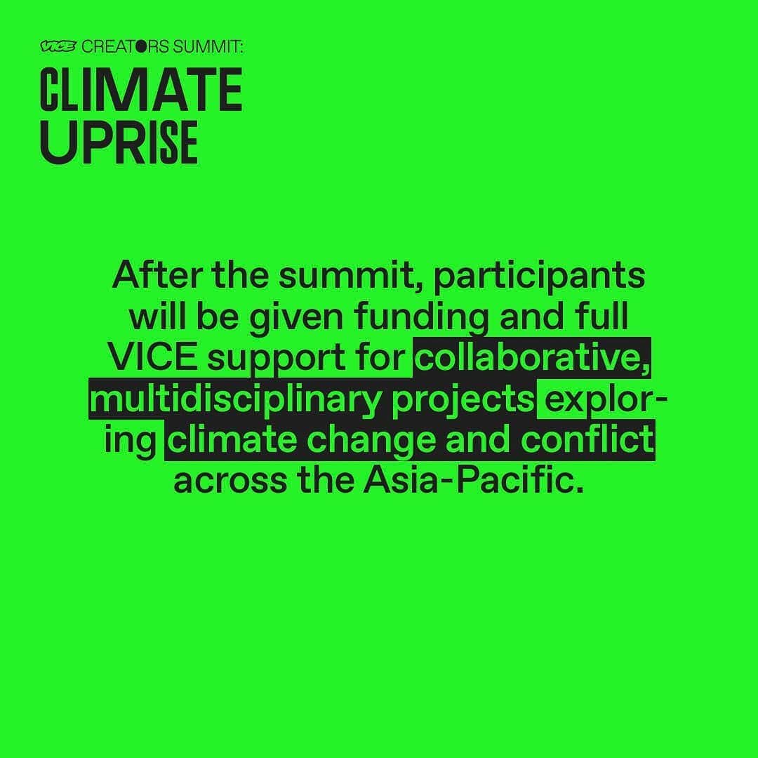 VICE Japanさんのインスタグラム写真 - (VICE JapanInstagram)「ご応募お待ちしております！ VICE and @icrc are organising workshops and offering a total of $10,000 to fund content projects about climate change and conflict. If you care about the future of our planet, and are determined to leave a lasting, positive impact, here's your chance. APPLY NOW.  vice.com/creatorsummit」8月17日 17時12分 - vicejapan