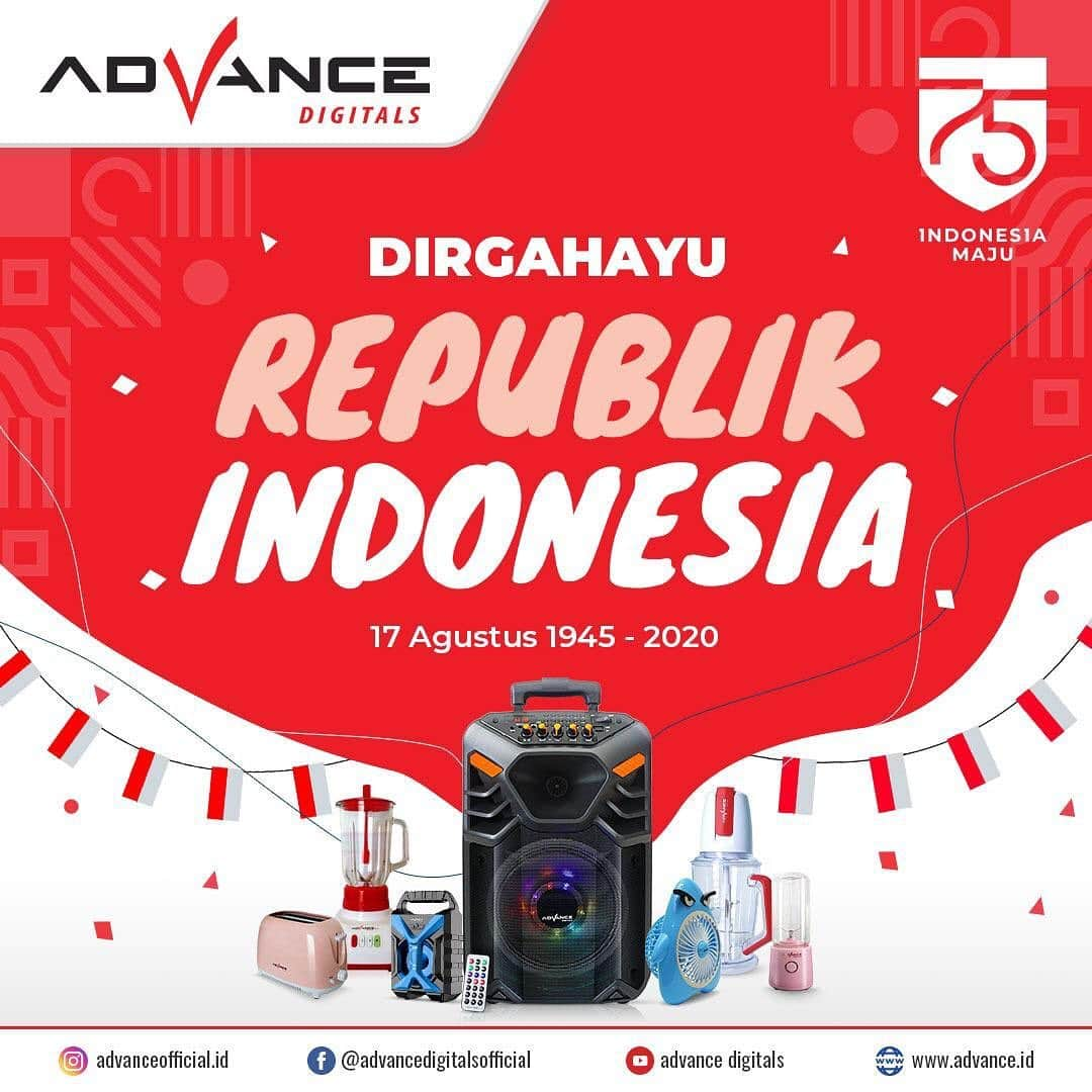 Aliando Syariefのインスタグラム：「Hai sobat Advance untuk memperingati HUT RI ke-75, Advance Digitals mengadakan event ADVANCE MERDEKA, dapatkan hadiahnya berupa Chopper CHP-15N, syarat dan ketentuannya : - Foto/Video hasil kreasi membuat makanan/minuman kamu dengan Tema "Kemerdekaan RI" bersama Mixer Advance MX-133 - Durasi Video maksimal 1 menit - Posting di Feed Instagram kamu, sertakan hashtag #advanceunggulanku - Tag dan Follow IG: advanceofficial.id - Share/Tag sebanyak-banyak ke semua keluarga/saudara/sahabat untuk mendapatkan like  - 5 karya yang mendapatkan Like terbanyak akan menjadi Pemenang untuk mendapatkan 1 unit Chopper Advance CHP-15N - Pengumuman akan diumumkan di Instagram Advanceofficial.id pada tanggal: 1 September 2020, Hasil pemenang tidak dapat diganggu gugat - Pengiriman hadiah akan dikirimkan dalam waktu maksimal 7 hari kerja setelah verifikasi data diri pemenang. - Untuk mendapatkan produk Mixer Advance MX-133 di Advance Official Shop di Shopee atau cek link di bio @advancedigitals.id」