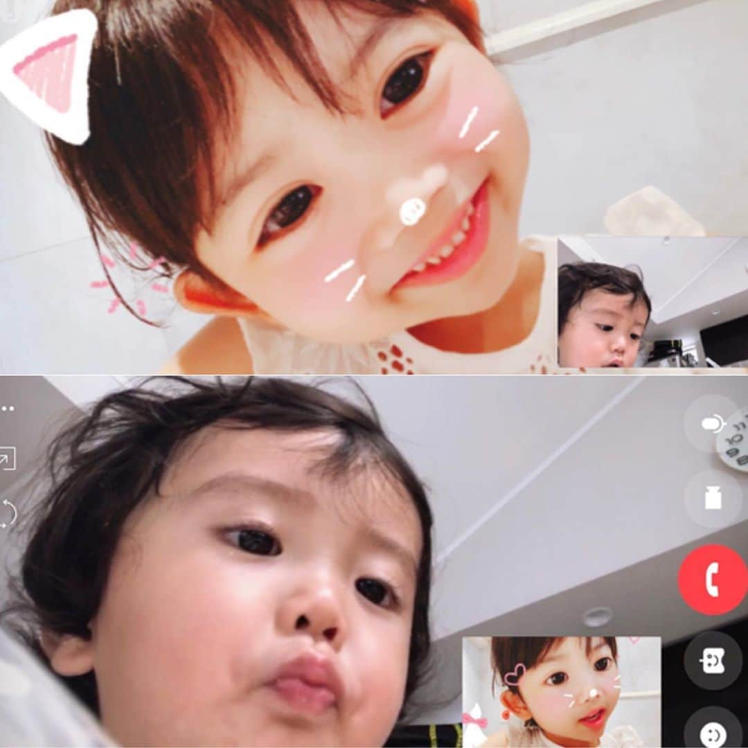 ともみさんのインスタグラム写真 - (ともみInstagram)「. 盛れてる姉と👧 盛れてない弟👦 . #😂💕 #姉弟 #テレビ電話」8月13日 20時23分 - yuzu_haru_18