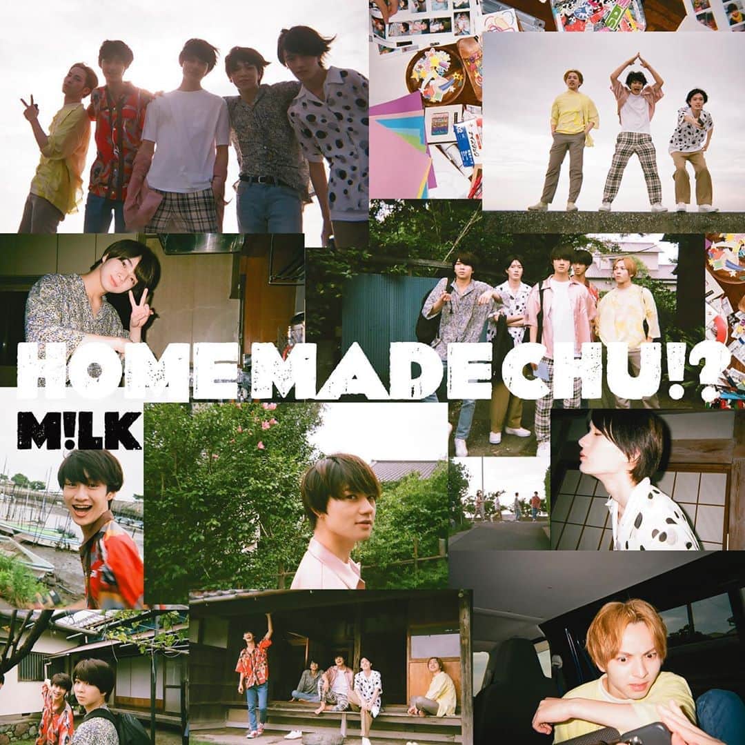 M!LKオフィシャルInstagramのインスタグラム：「💿初回盤ジャケ写💿  9/30(水)リリース4th AL「HOME MADE CHU!?」 収録内容&ジャケット写真解禁🏞✨  メンバーがインスタントカメラで撮った写真を、ジャケ写や中面にデザインしてます😎  #MILK #HOMEMADECHU #HOME」