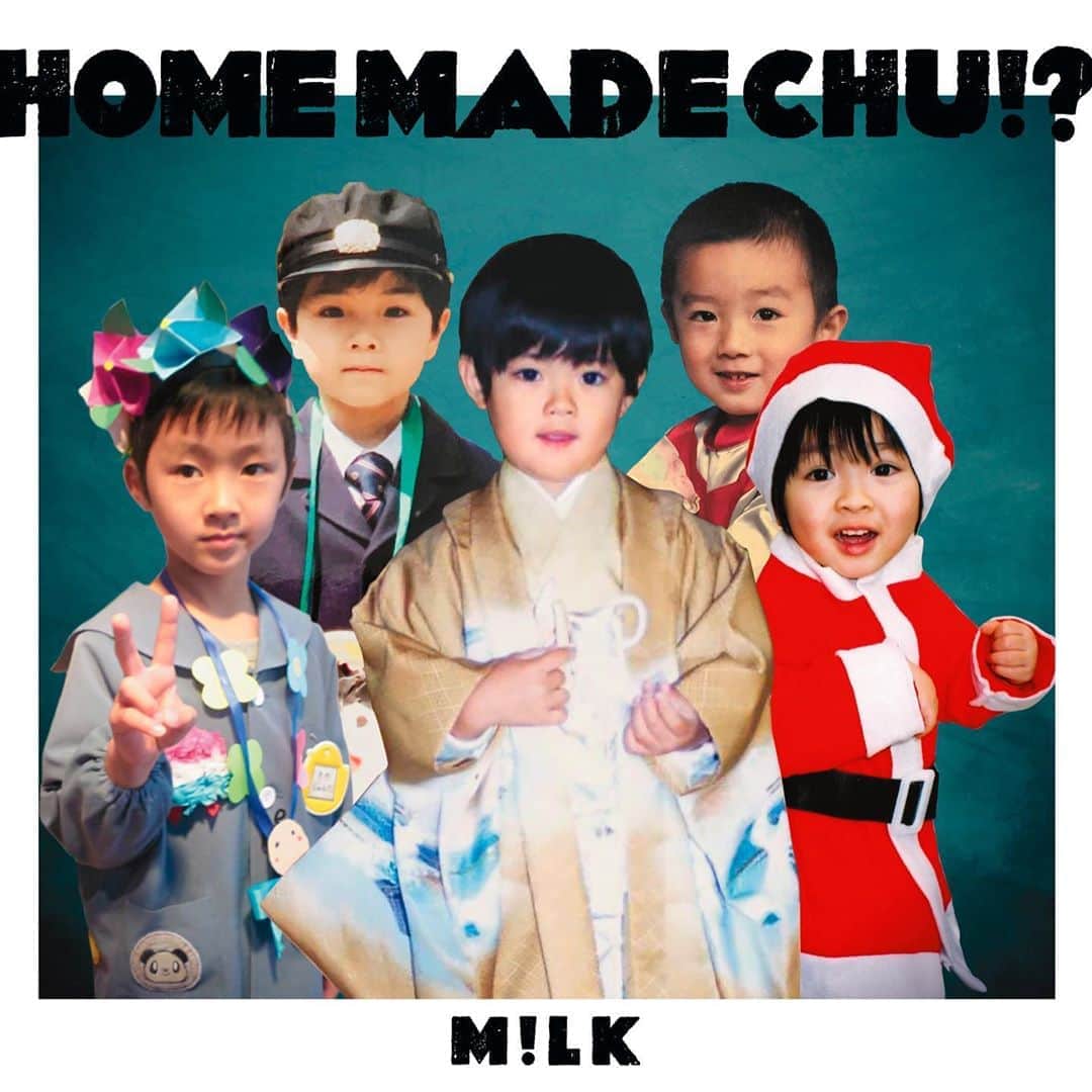 M!LKオフィシャルInstagramのインスタグラム：「💿FC限定盤ジャケ写💿  9/30(水)リリース4th AL「HOME MADE CHU!?」 収録内容&ジャケット写真解禁🏞✨  なんとも可愛らしい‼️メンバーの幼少期の写真を大胆にジャケ写にしちゃいました👶  #MILK #HOMEMADECHU #HOME」