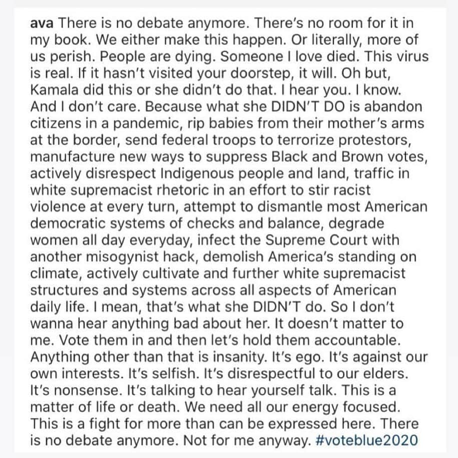 アマンダ・デ・カディネットのインスタグラム：「What @Ava said .. #bidenharris2020」