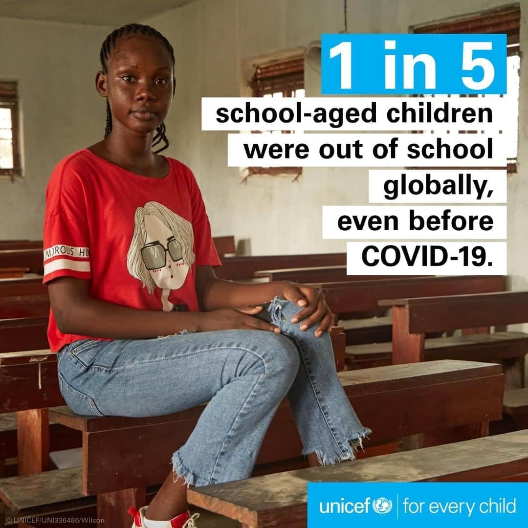 unicefさんのインスタグラム写真 - (unicefInstagram)「1 in 5 school-aged children were out of school globally, even before #COVID19. And we know from previous health crises, that the longer the most vulnerable children are out of school, the less likely they are to ever return. Once communities have controlled COVID-19, we must reopen schools with a very wide door, to give every child an equal opportunity to learn, and to reach more students at risk of dropping out.  © UNICEF/UNI336486/Wilson」8月13日 13時10分 - unicef