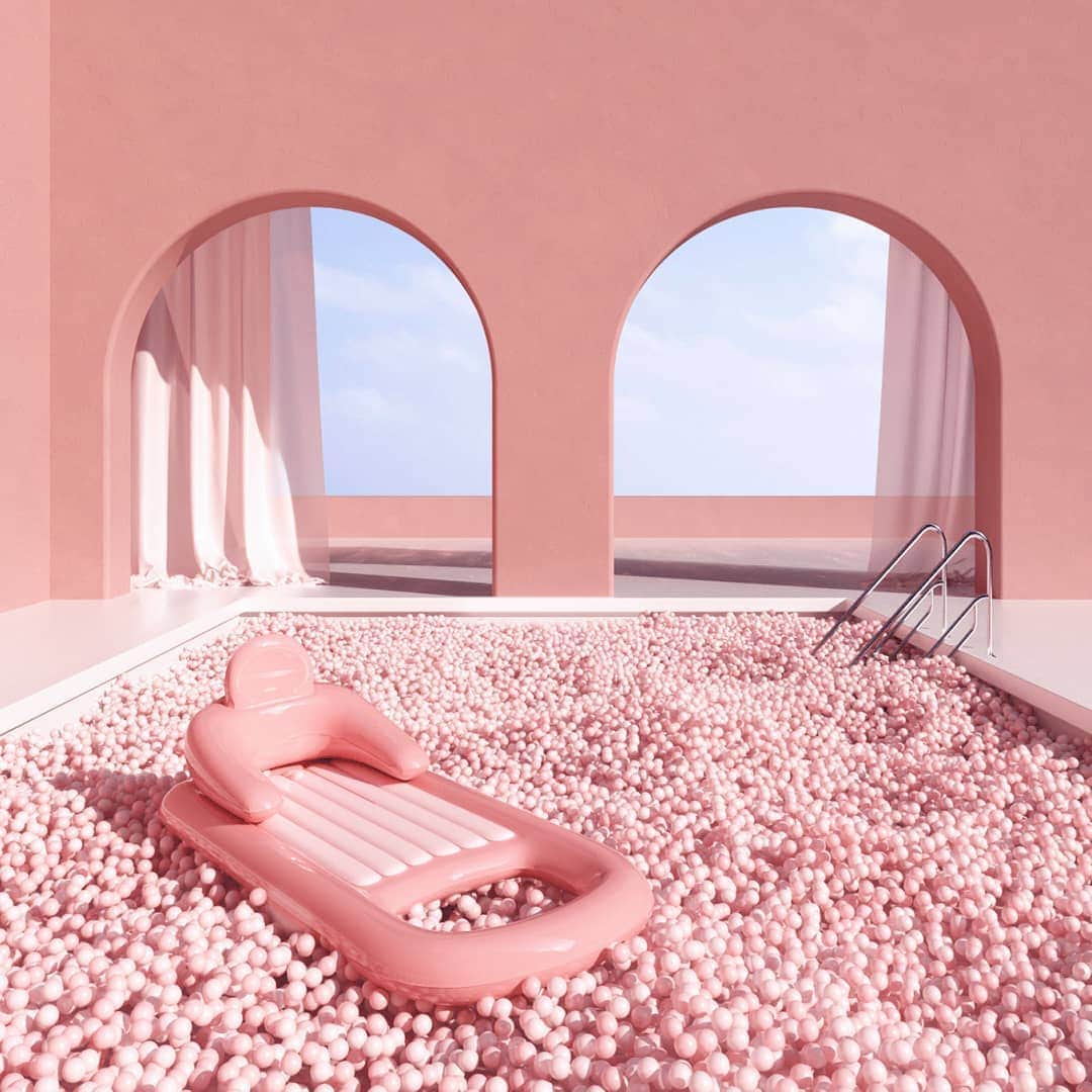 ベンシモンのインスタグラム：「La piscine de nos rêves 💭  Toute en couleur comme nos tennis et notre collection ! 🌈 🇬🇧 The pool of our dreams 💭  ...all colorful like our tennis shoes ! 🌈  ​📸 par le talentueux @kaeptive ​#bensimoninspiration #inspiration」