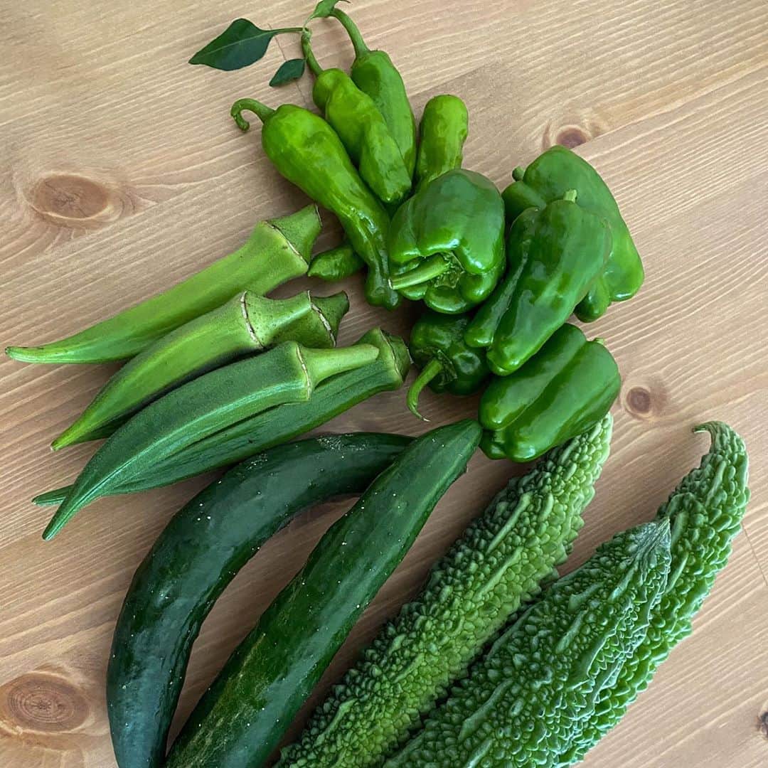 DJ ATSUのインスタグラム：「妹から頂いたお野菜、お裾分け頂きました。﻿ ありがとう😊﻿ ゴーヤチャンプル、おくらの肉巻き、ピーマンの肉詰めなどにして頂いてます♪﻿ ﻿ 昨日は妹夫婦達とバーベキュー！﻿ 姪っ子や甥っ子達の成長にビックリな叔父さんでしたw﻿ それに、会場のオーナーがまさかの昔お世話になったマスターでした。﻿ 子供達の花火や延長サービスありがとうございました。」