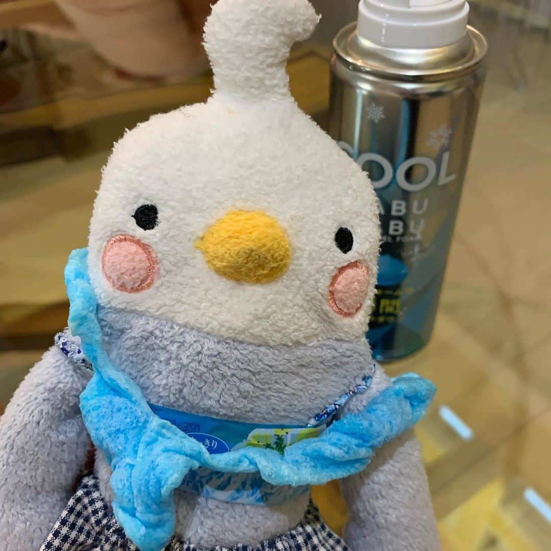 江口ともみさんのインスタグラム写真 - (江口ともみInstagram)「たぁちゃん暑くて倒れそうでした💦  で、先日ゴゴスマで取り上げた熱中症対策グッズを買ってきて試してみました✨クールバブバブ✨  冷たくなるけど5分くらいかな もっと長いといいけど。。。服とか髪の毛に着くと取れなくなるかもなので注意と書いてあったので、たぁちゃんには冷たいのが終わって乾いてから首に😅  使用後は可燃ゴミでーす  #fumofumosan #フモフモさん  #たぁちゃん#coolbabubabu  #クールバブバブ #熱中症対策グッズ #暑い#相変わらずかあさん雑 #2人で会話してます #1人芝居ではありません #ビミョーにたぁちゃんの声が定まってない」8月13日 17時24分 - tomomin.eguchi