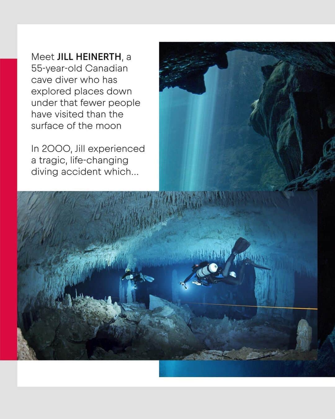 レッドブルさんのインスタグラム写真 - (レッドブルInstagram)「meet Jill Heinerth, the Canadian cave diver who's made a career out of exploring the world's most remote underwater caves - where fewer people have been than the surface of the moon 👊  check out her story in the @redbulletin ~link in bio ~ #redbull #givesyouwings #cave #dive #explore」8月13日 17時44分 - redbull