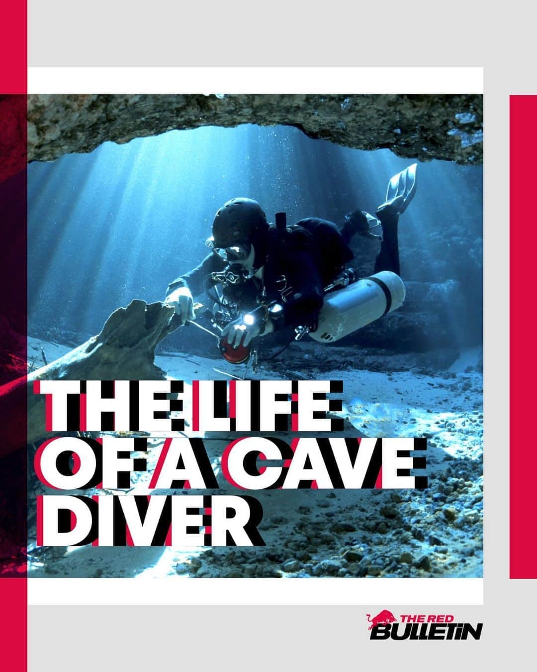 レッドブルのインスタグラム：「meet Jill Heinerth, the Canadian cave diver who's made a career out of exploring the world's most remote underwater caves - where fewer people have been than the surface of the moon 👊  check out her story in the @redbulletin ~link in bio ~ #redbull #givesyouwings #cave #dive #explore」