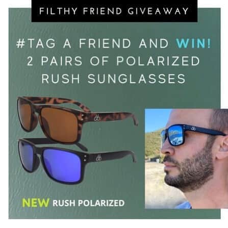 のインスタグラム：「🚨 GIVEAWAY!! 🚨 The Filthy Friend giveaway is here! You and your friend can win a pair of our NEW Rush Polarized sunglasses. Simply tag a friend or a bunch of friends below! (You can tag as many friends as you would like but please put them in as separate comments to better your chances!) Important you and your tagged friend must be following us to win! No exceptions! Best of luck! Winner will be picked Saturday at 11PM EST www.filthyanglers.com #fishing #filthyanglers #bassfishing #fish #giveaway #angler #bassnation #free #win #getfilthy #boat #kayak #shark」