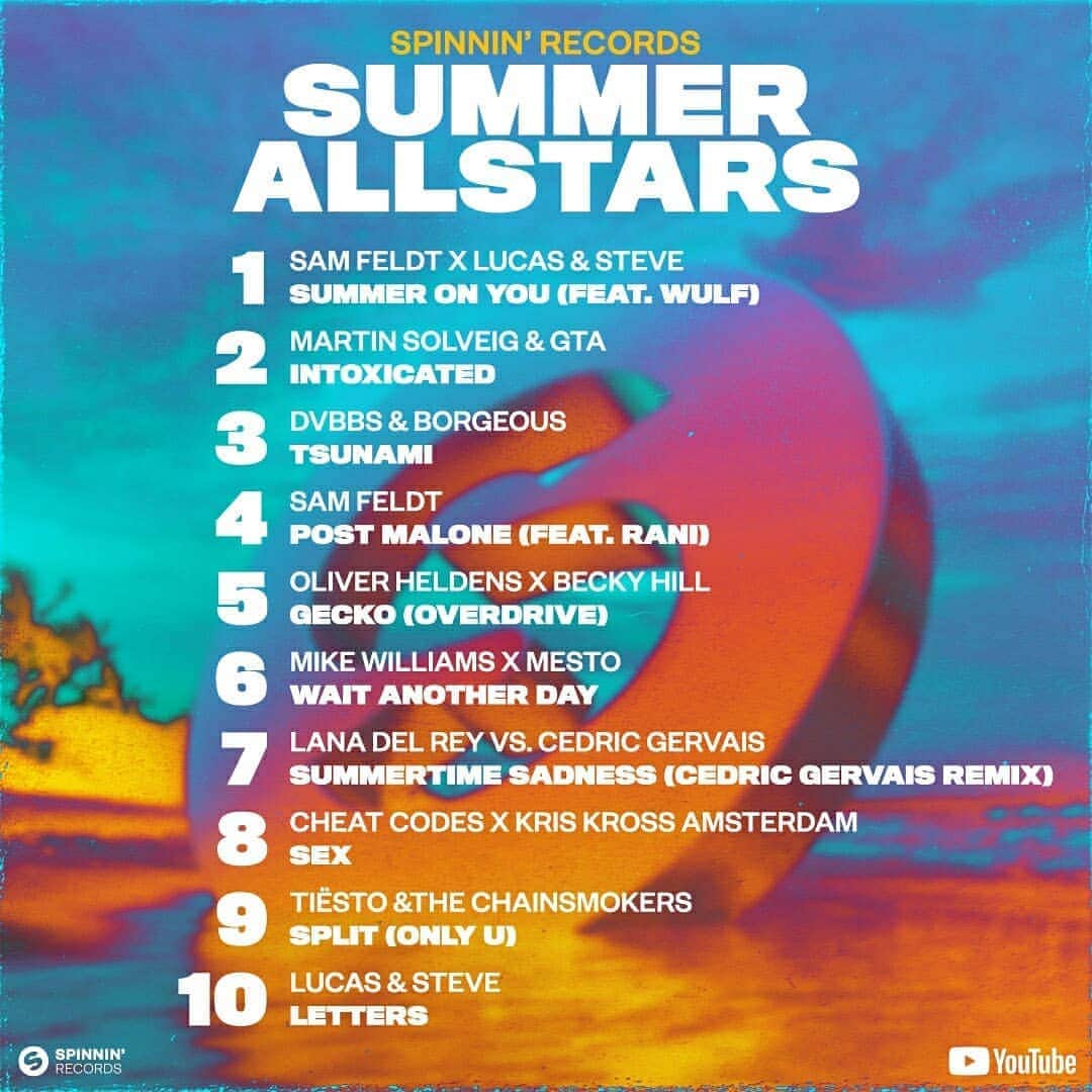 Spinnin' Recordsさんのインスタグラム写真 - (Spinnin' RecordsInstagram)「You all have massively casted your votes on the Summer Allstar tracks, big thanks for that! We proudly present you: the winners! P.S. keep an eye out on our YouTube this weekend ☀️ ​ ​#SpinninRecords #SpinninAllstars @lucasandsteve @samfeldtmusic @dvbbs @borgeousmusic @oliverheldens @beckyhill @martinsolveig @goodtimesahead @shannonrani_ @wulf_music」8月14日 4時56分 - spinninrecords