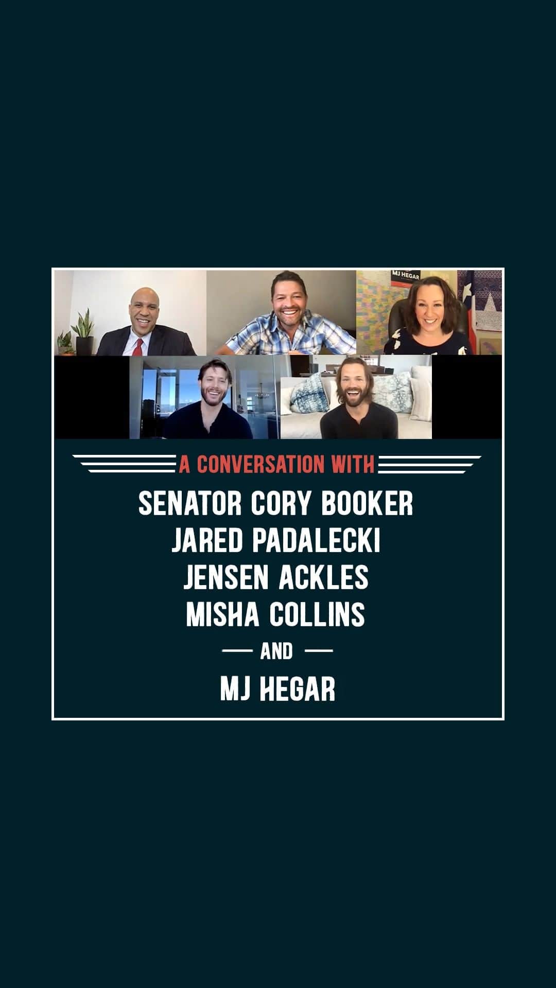 ジャレッド・パダレッキのインスタグラム：「Hey Y'all!!! @jensenackles @misha & I talked with fellow #SPNFamily members Senator @CoryBooker & future senator @MJfortexas about the future of #SPN, our country, and why EVERYBODY needs to get out and VOTE!!」