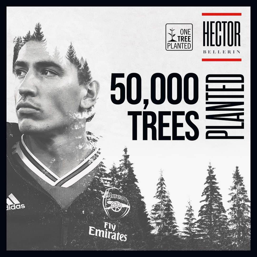 エクトル・ベジェリンのインスタグラム：「Started with a cause to raise awareness of a global need to plant trees and offset carbon emissions. Got told we wouldn’t plant any... ‬  ‪50,000 trees now planted. Thank you to everyone who supported and played a part. @onetreeplanted」