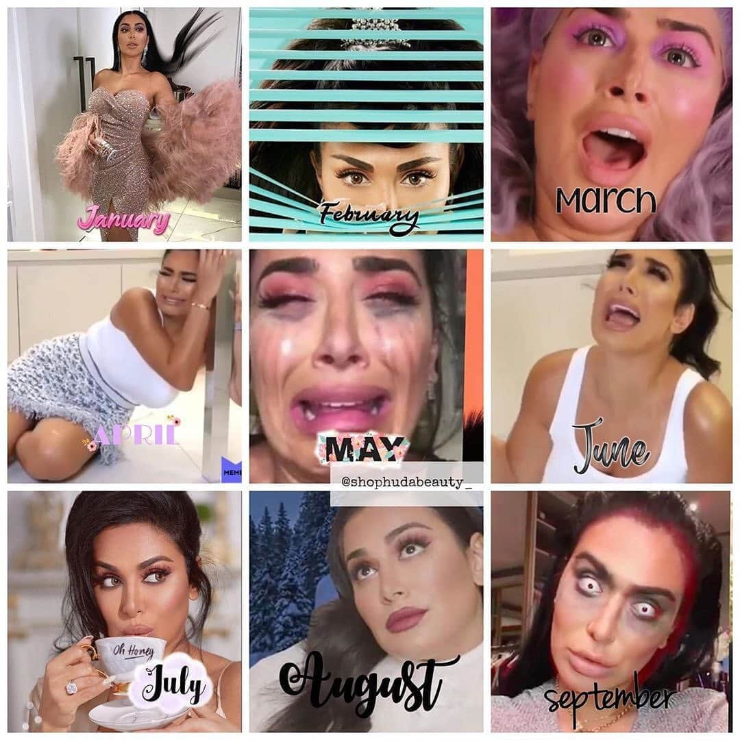 Huda Kattanさんのインスタグラム写真 - (Huda KattanInstagram)「OMG this is HILARIOUS 🤣🤣🤣 repost @shophudabeauty_ MOODS OF 2020 😝 #2020Challenge」8月14日 0時01分 - hudabeauty