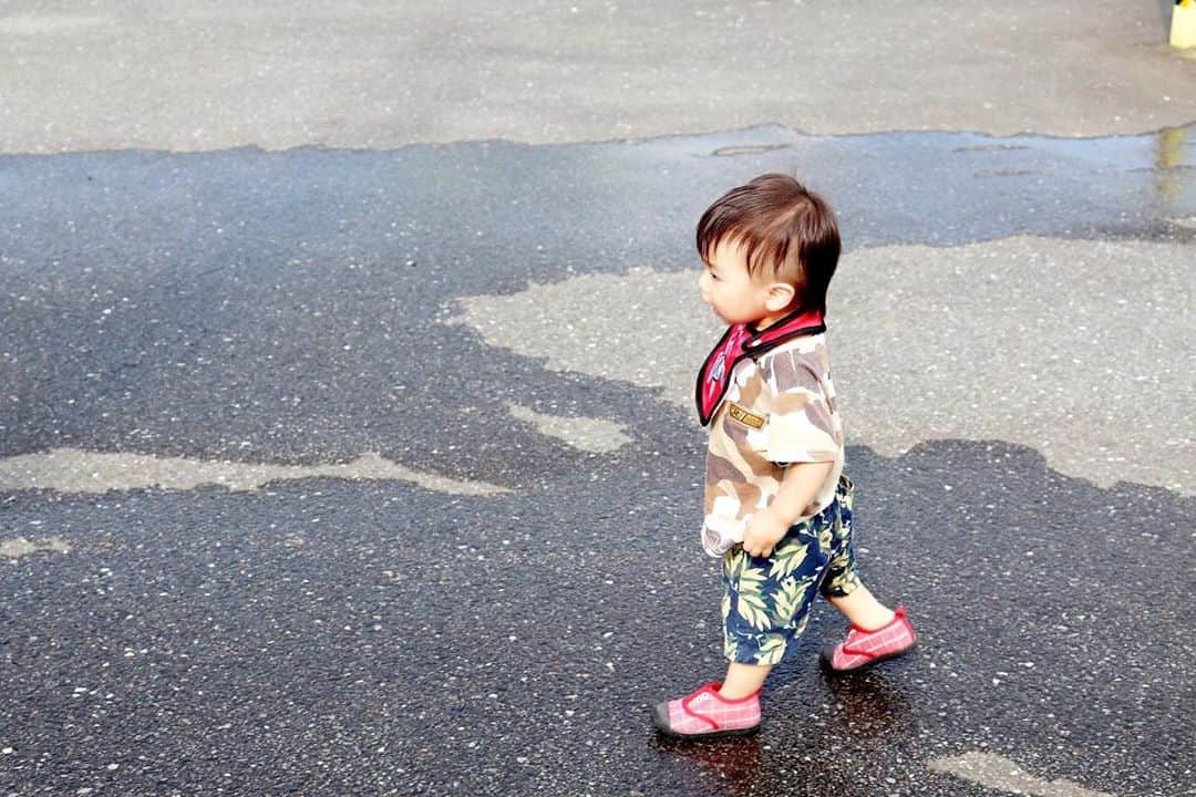 Momoeのインスタグラム：「. .  日本一小さい動物園 って言われてる場所に 向かっている最中の息子🚶‍♀️ . . #happy #家事 #育児 #family #家族 #boy #smile #男の子 #息子 #code #love #lucky #kids #子供 #thankyou #宝物 #ベビー #fashion #follow #心 #縁 #パパ #ママ #家族写真 #男の子ママ #赤ちゃん写真 #photo #子育て #1歳 #flower」