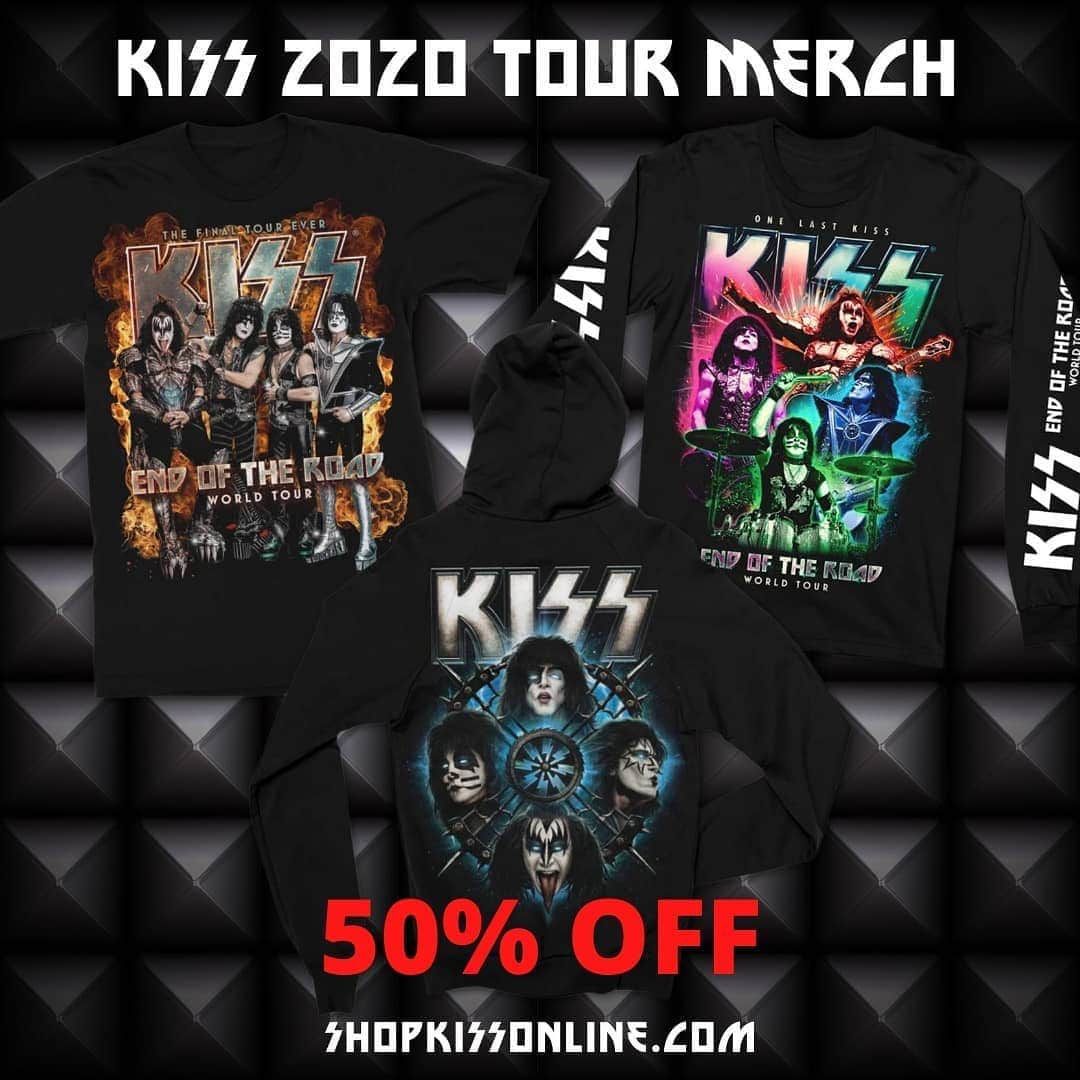 KISSさんのインスタグラム写真 - (KISSInstagram)「Your favorite #EndOfTheRoad 2020 tour merchandise is 50% Off. Shop now in our store at KISSOnline.com.」8月14日 2時39分 - kissonline