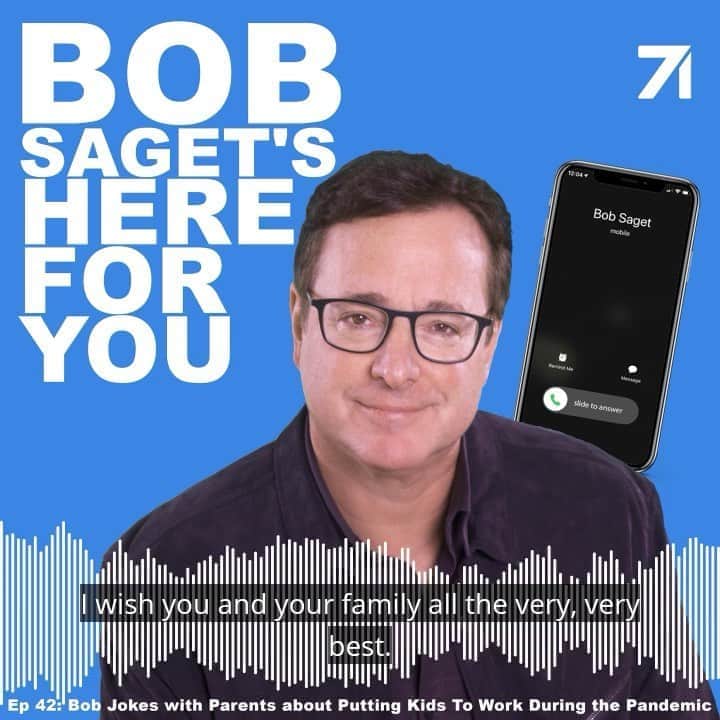 ボブ・サゲットのインスタグラム：「TODAY’S NEW EPISODE IS OUT!  Ep # 42, where I call people who need to talk, seriously & comedically, titled: “Bob Jokes with Parents about Putting Kids To Work During the Pandemic.” FOLLOW & LISTEN NOW @spotifypodcasts @Spotify at: spoti.fi/2PPcYAX   @spotifyuk @spotifyaunz @spotifybrasil @spotifymx @spotifynl @spotifysweden @spotifyspain @spotifyitaly @spotifypoland @spotifyrussia @spotifyjp @spotifyasia @spotifysa @spotifycanada @spotifyde @spotifyarabia @spotifyindia @spotifylatam @spotifyfrance @studio71us @studio71uk @studio71official @studio71fr @studio71it #podcast #podcasts #comedypodcast」