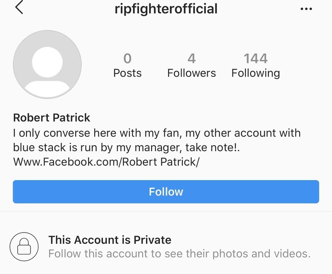 ロバート・パトリックさんのインスタグラム写真 - (ロバート・パトリックInstagram)「This is not me! If this person is contacting you please be warned it is not me. I have reported this account to Instagram.」8月14日 3時05分 - ripfighter