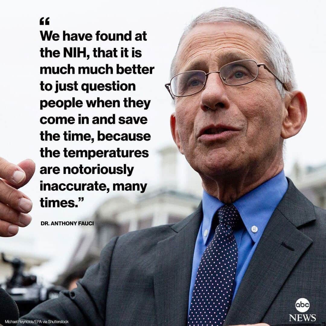 Good Morning Americaさんのインスタグラム写真 - (Good Morning AmericaInstagram)「JUST IN: Dr. Fauci on schools, says temperature checks not reliable screening for COVID -- "the temperatures are notoriously inaccurate, many times," he said. LINK IN BIO FOR LATEST.」8月14日 3時49分 - goodmorningamerica
