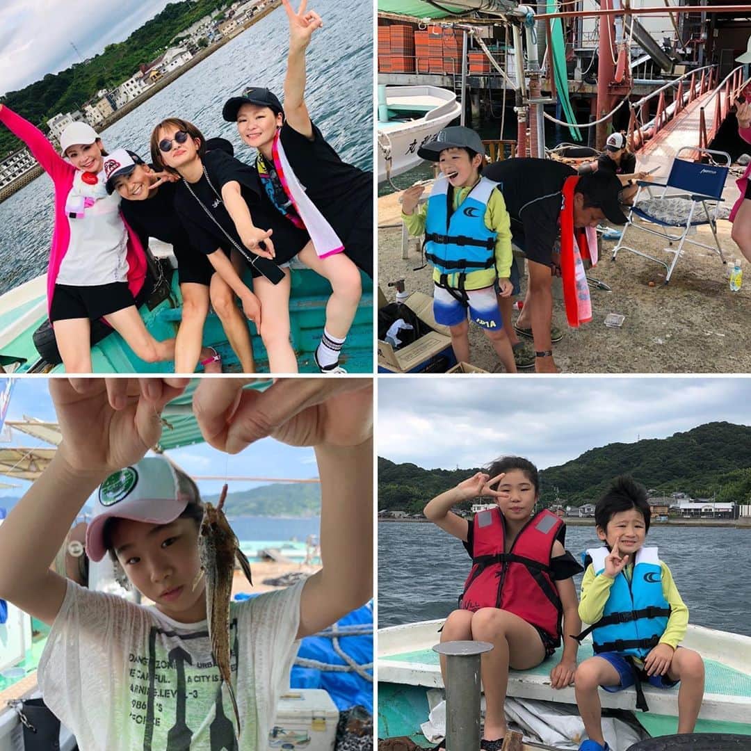 佐伯三貴のインスタグラム：「先日福岡から親友が遊びにきてくれたので船乗ったりBBQ &釣り🎣子供達サービス😍❤️  大人も楽しめた楽しい時間だった🥰🙌」