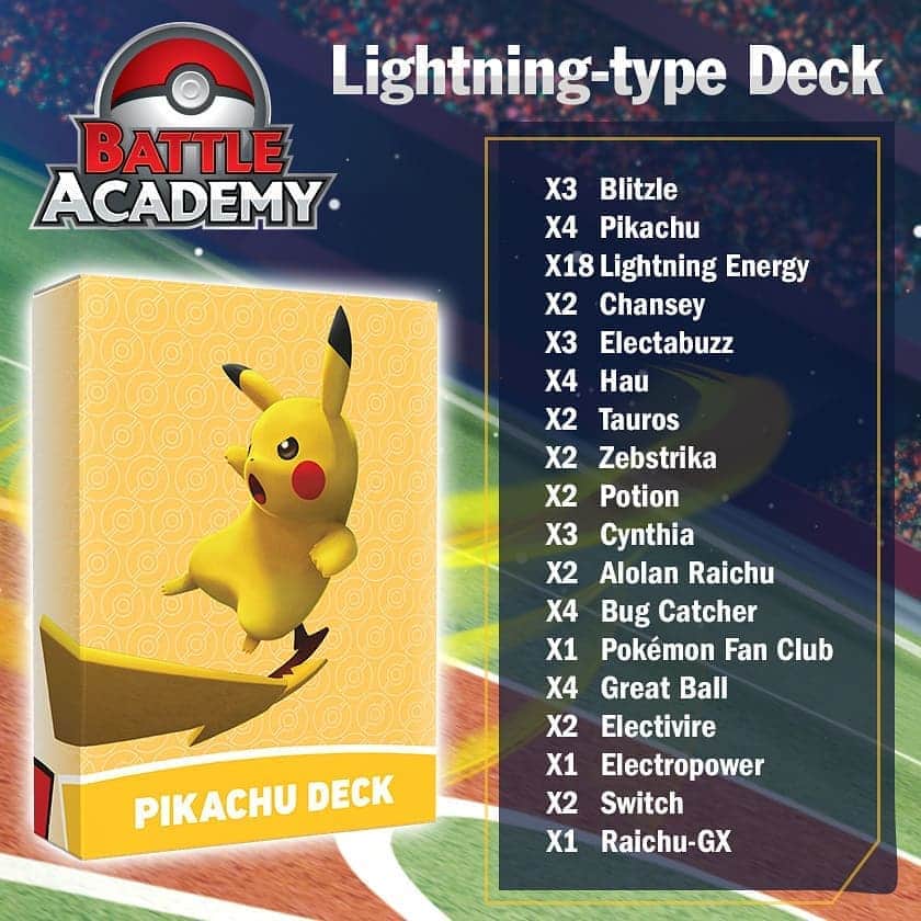 Pokémonさんのインスタグラム写真 - (PokémonInstagram)「Class is in session with Battle Academy!   Here’s your assignment: study the Lightning-type deck, featuring Raichu-GX! This deck includes tons of supporter Pokémon and Trainer cards to help amp up your #PokemonTCG game.   Want to continue this lesson? Visit the link in our bio to learn more!」8月14日 6時45分 - pokemon