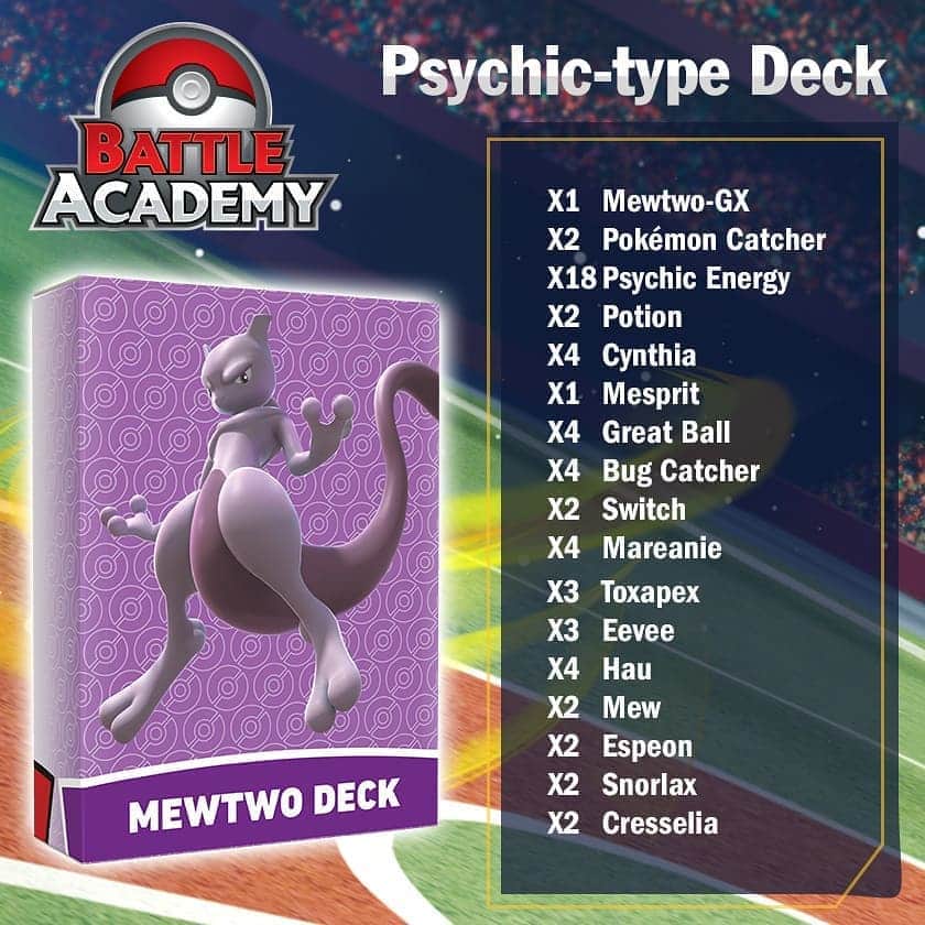 Pokémonさんのインスタグラム写真 - (PokémonInstagram)「Earn extra credit at Battle Academy!  You don’t need to read minds to use this Psychic-type deck, Trainers! The Mewtwo-GX deck is for advanced #PokemonTCG players who mastered the previous Lightning and Fire decks.  Want to continue the advanced lesson? Visit the link in our bio to learn more!」8月14日 6時45分 - pokemon